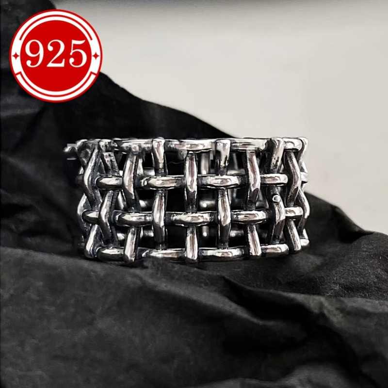 925 Silver Vintage Inspired Wide Face Crossweave Ring for Women