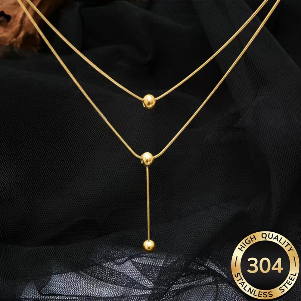 Women's Elegant Low-Allergy Golden Pendant Necklace