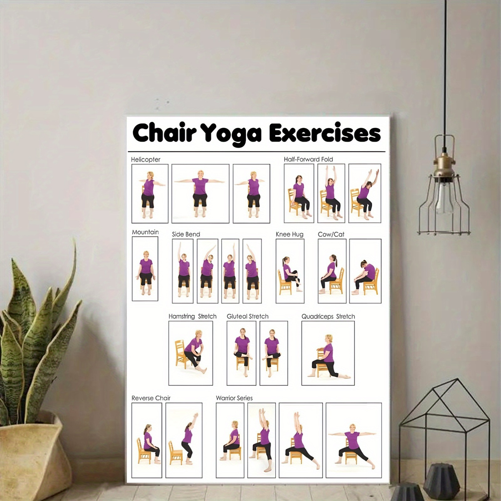 

Senior-friendly Chair Yoga Practice Poster - Canvas For Yoga Room, Living Room, Bedroom Decor - 12x18 Inches