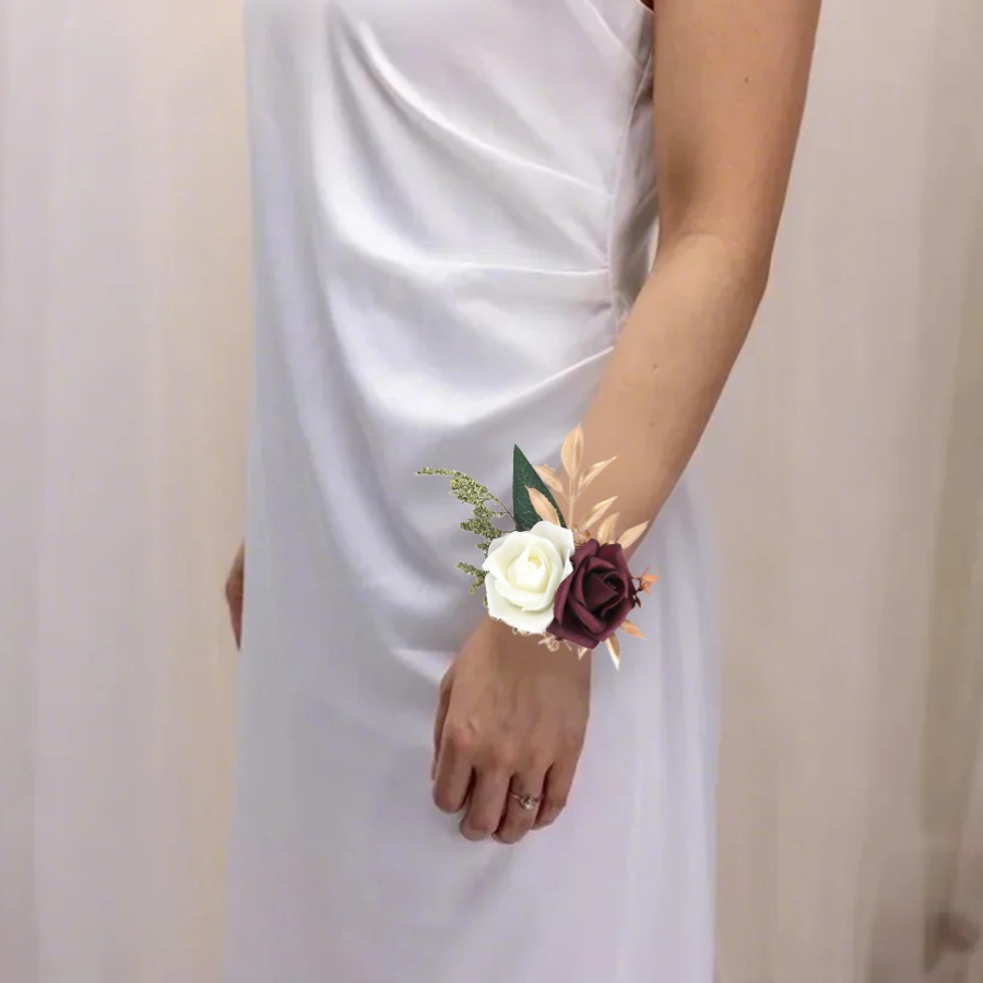wedding bridal wrist corsage groom boutonniere peony