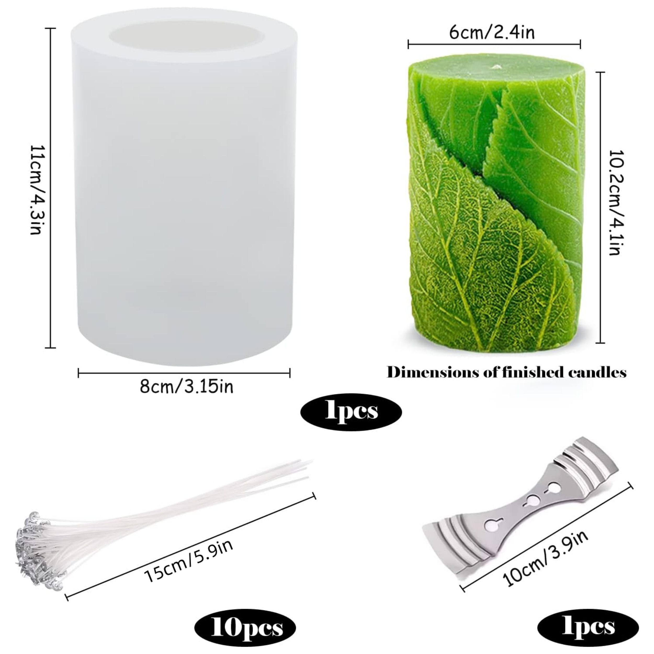 Image of 1 Set Candle Casting Set, Including 1 Leaf Candle Mold And 10 Candle Wicks And 1 Wick Holder, Craft Decorations, Handmade Scented Candles Mold, Mold, Total 12pcs