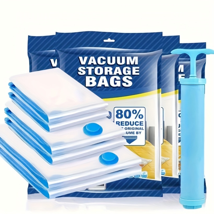 

1/3pcs Space Saver Vacuum Storage Bags - Plastic Bags For Clothing, Down Jackets, Quilts, Blankets - No Electricity Needed, Space Saving Tote Bags