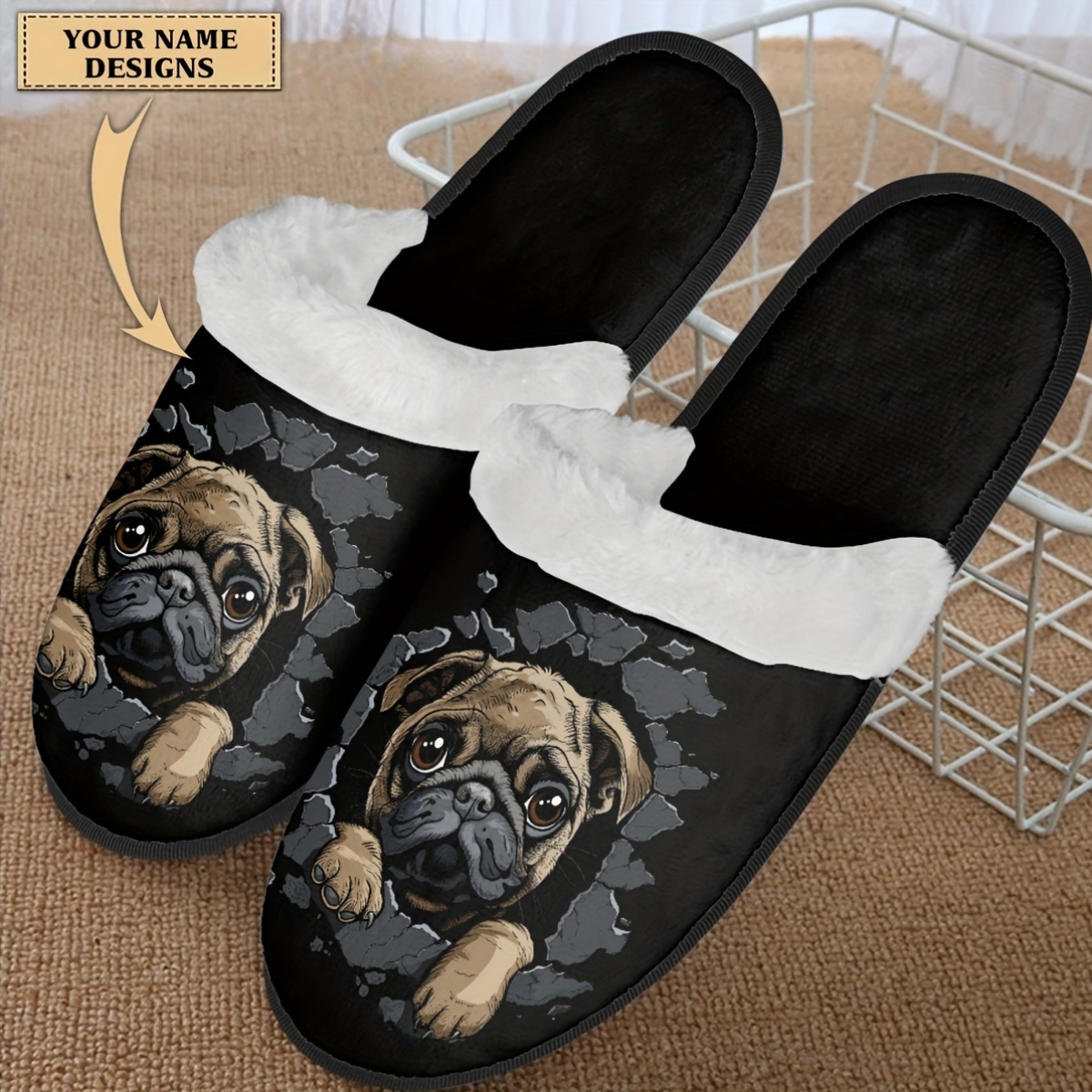 Chaussons D'intérieur Doux Motif Husky - Semelle Caoutchouc Antidérapante - Taille M (36-40) Et L (41-45) - Unisexe Adulte - 2