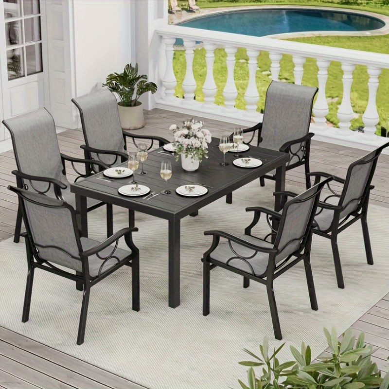 stackable patio chairs set of 2, outdoor aluminum dining chairs