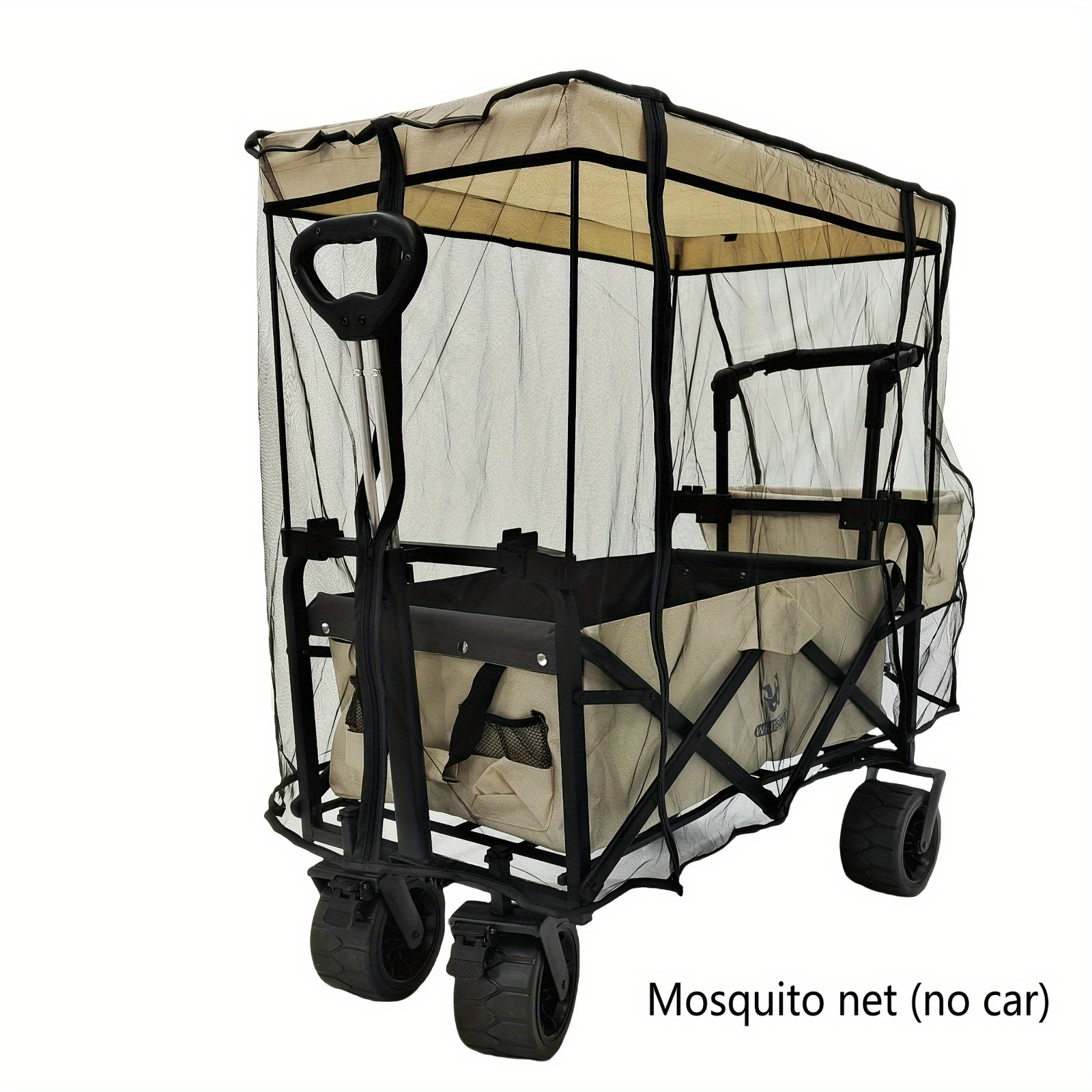 [Mosquito-Proof Wagon Cover] Black Polyester Mesh Folding Utility Wagon Insect Net Cover | Multifunctional Garden Cart Accessory Mosquito Net - Outdoor Adventure Protection Mosquito-Proof Cover, Zipper Closure, Woven, Non-Waterproof, Camping Gear for All Season