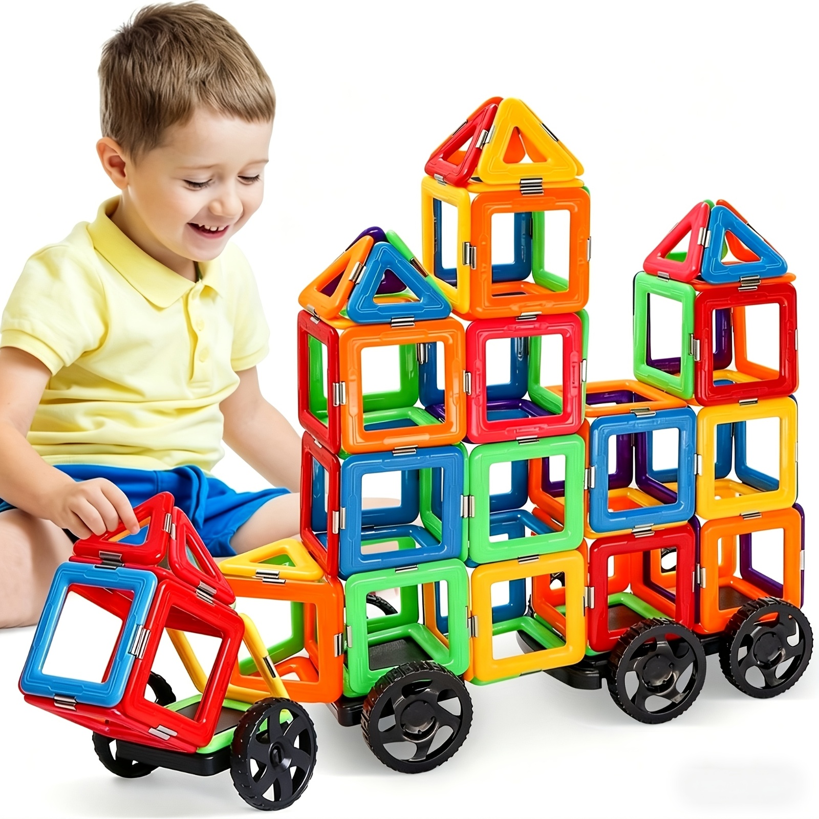 Magnetic Building Blocks 38pcs Magnetic Tile Toys With Car For Boys And Girls Stem Education Toys Perfect Gift For Children
