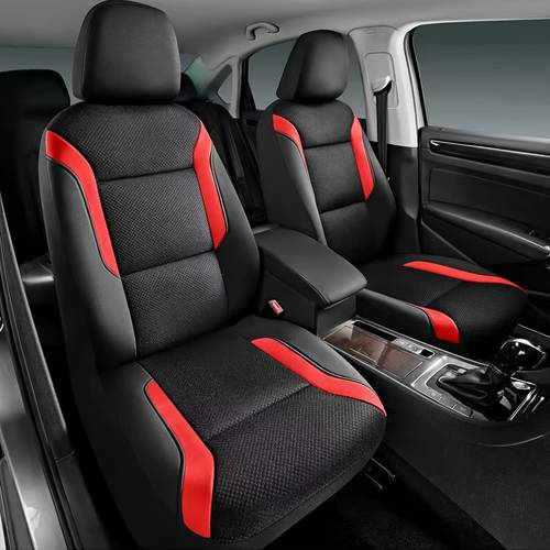 2 seat car seat covers leather mesh fabric combo with breathable mesh center universal fit superior mesh fabric core prevents stuffiness keeping in summer and comfortable in winter