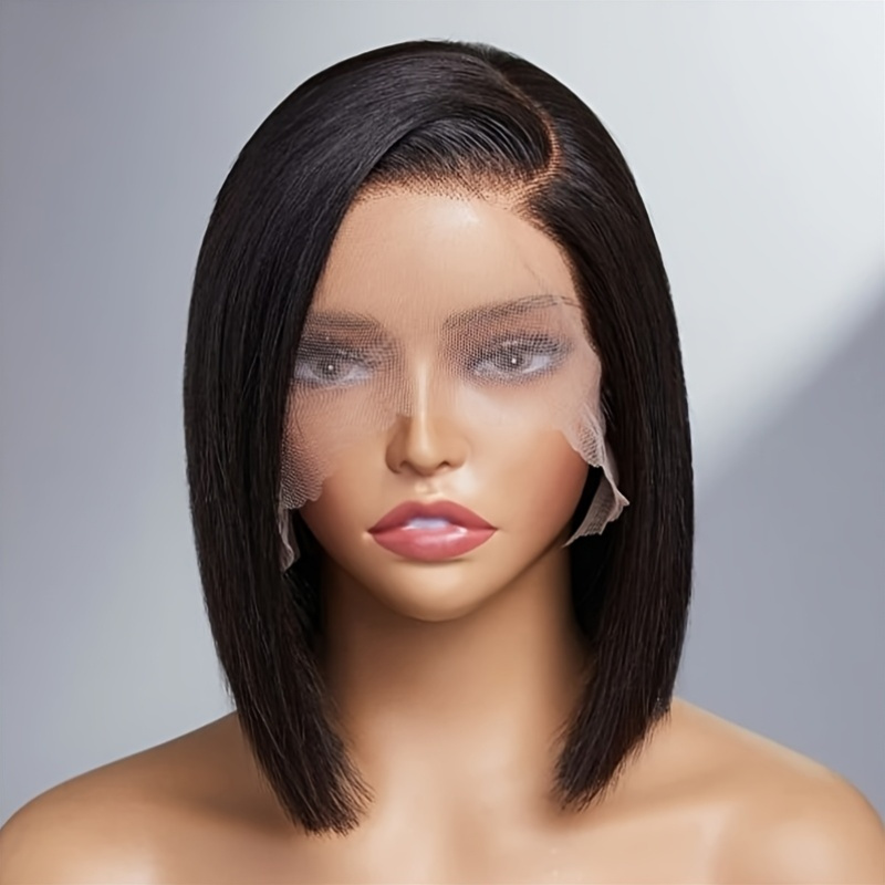 TEMU Bob Wig Human Hair Glueless 13x4 Lace Front Wigs Human Hair 10-16inch Pre Hd Transparent Lace 180% Density Short Bob Wig For Women