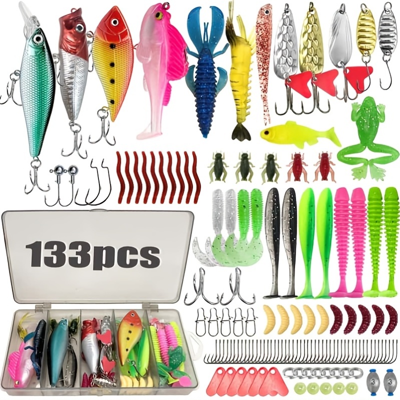 133pcs fishing set   spinner bait   lead   sinkers fishing hooks and storage box best freshwater beginner kit