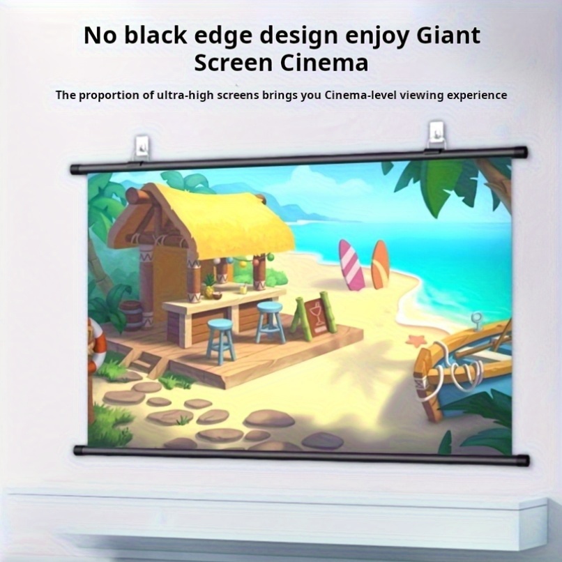 Image of Xiaohui 60-133-inch 16:9 Foldable Projection Screen-ironed Bedroom Polyester Fabric, Living Room Movies, Large- Theater Experience, Home Theater Accessories | Foldable Design