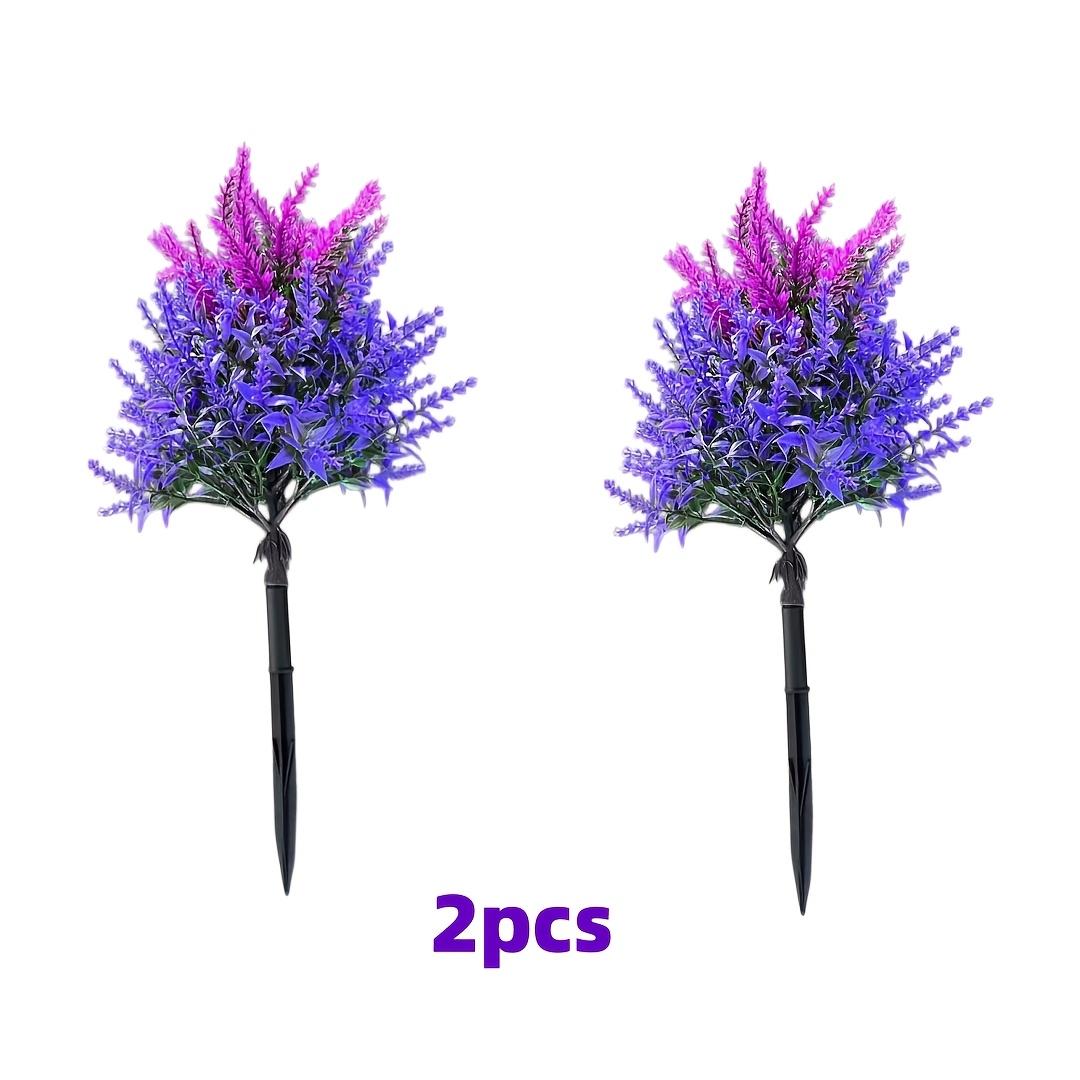 Image of 2pcs Outdoor Lavender With Artificial Flowers - Very Suitable For Lawn Decoration, Garden, Wedding, Holiday Scene Decoration, Spring And Summer And Outdoor Decoration Flower Arrangement