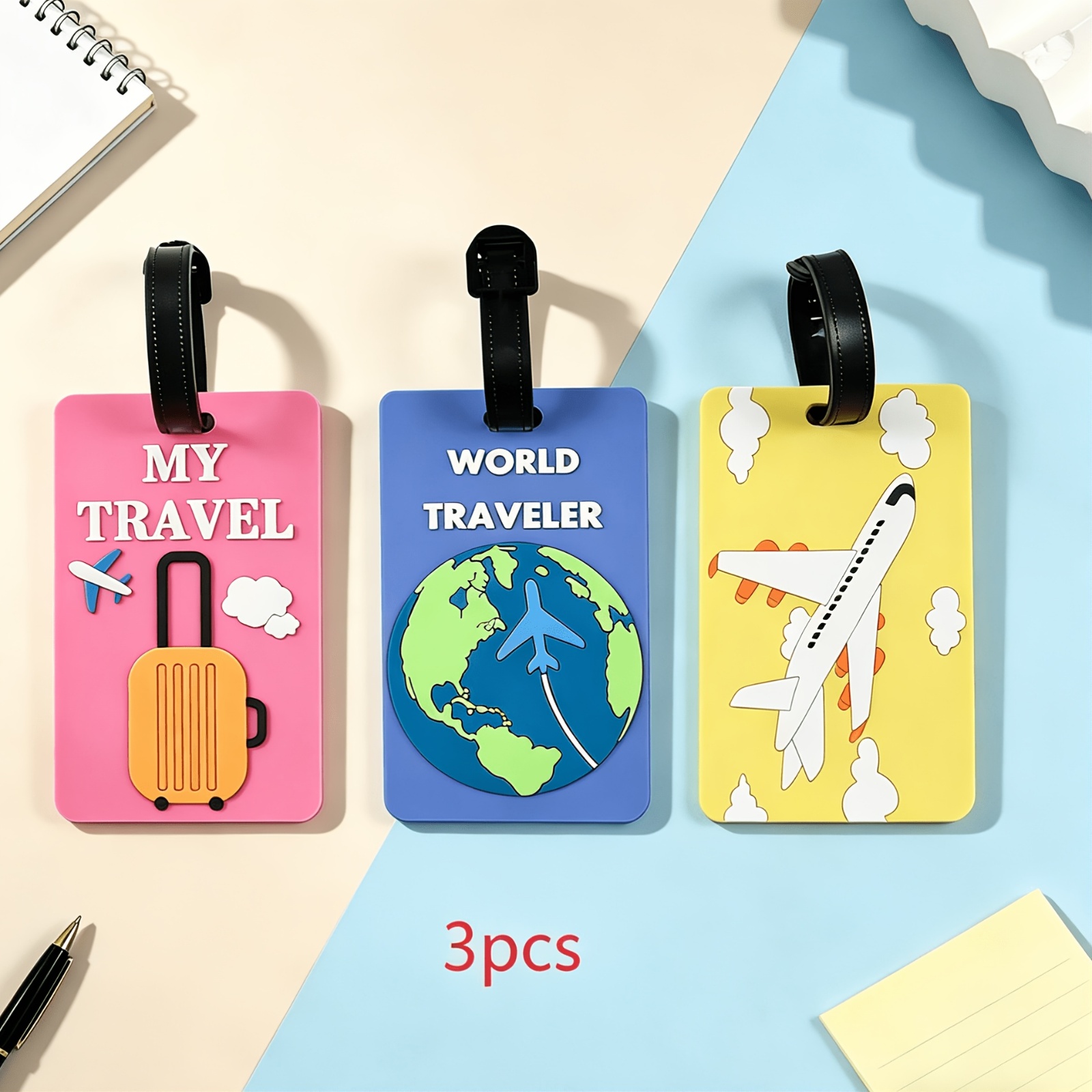 TEMU 1 pz/3 pz Macaron Travel per Bagaglio in PVC Terra Aereo Valigia Ciondolo Anti-smarrimento Cartone Animato Uscita Piccolo Ciondolo Regalo