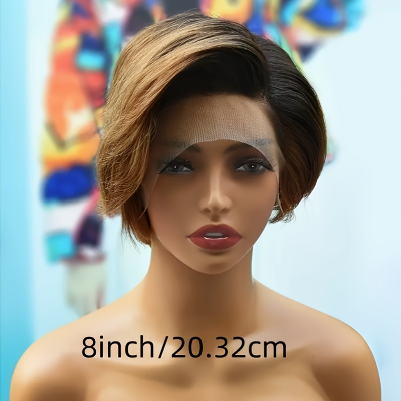 VARCILY Femme 150% Densité Perruque Courte Ondulée Bouclée, 20.32 cm Cheveux Humains Brésiliens Remy, 13*4 HD Lace Front, Pre Plucked avec Baby Hair, Perruque Pixie Cut Sans Colle pour un Look Naturel