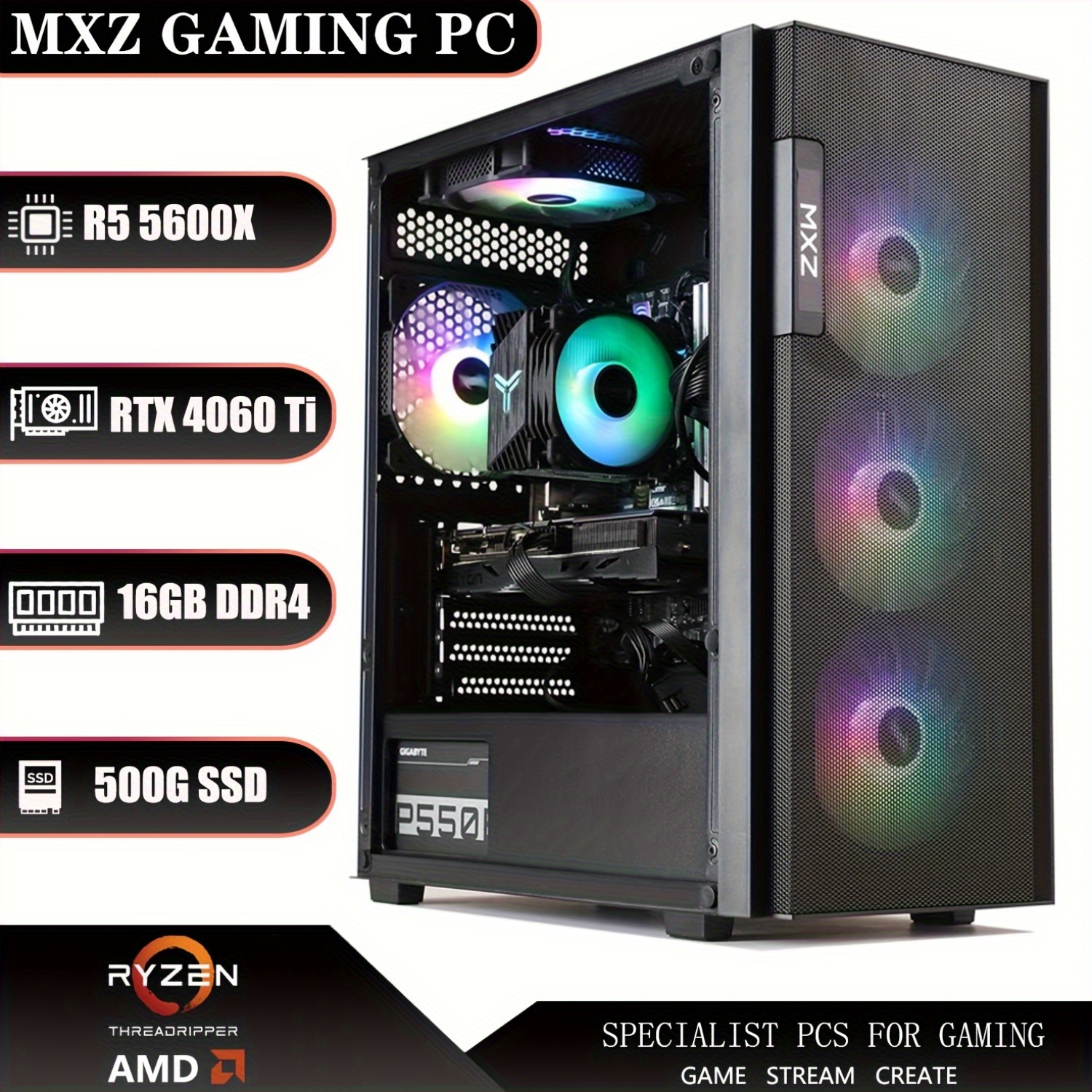 mxz gaming pc 5 5600x geforce 3060 16gb ddr4 - Temu