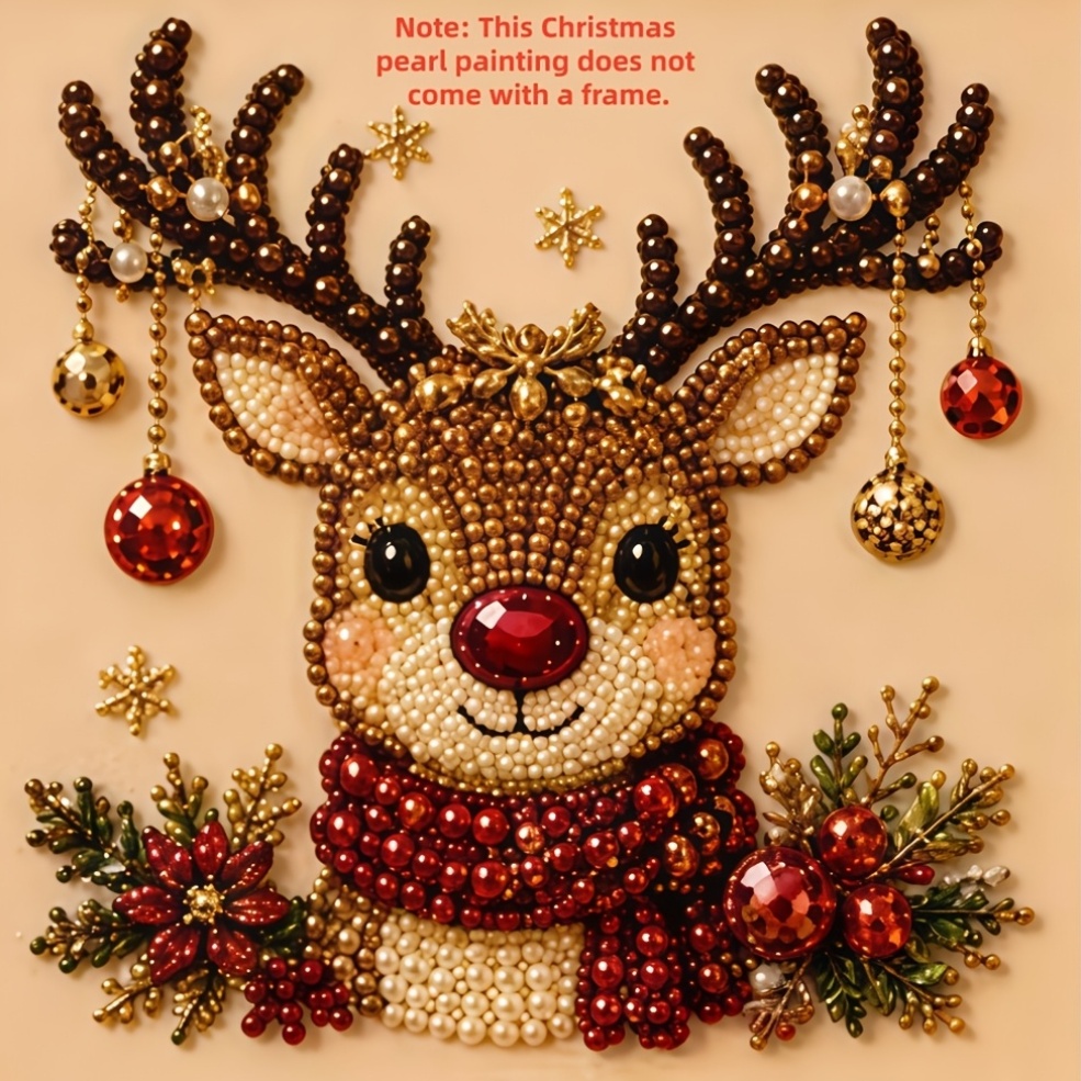 Image of 2d/flat Printing Christmas Pearl Diamond Painting Art, Frameless, Adult And Beginner Christmas Pearl Painting, 3d Diamond Painting, Home Wall Decoration, Best Gift For