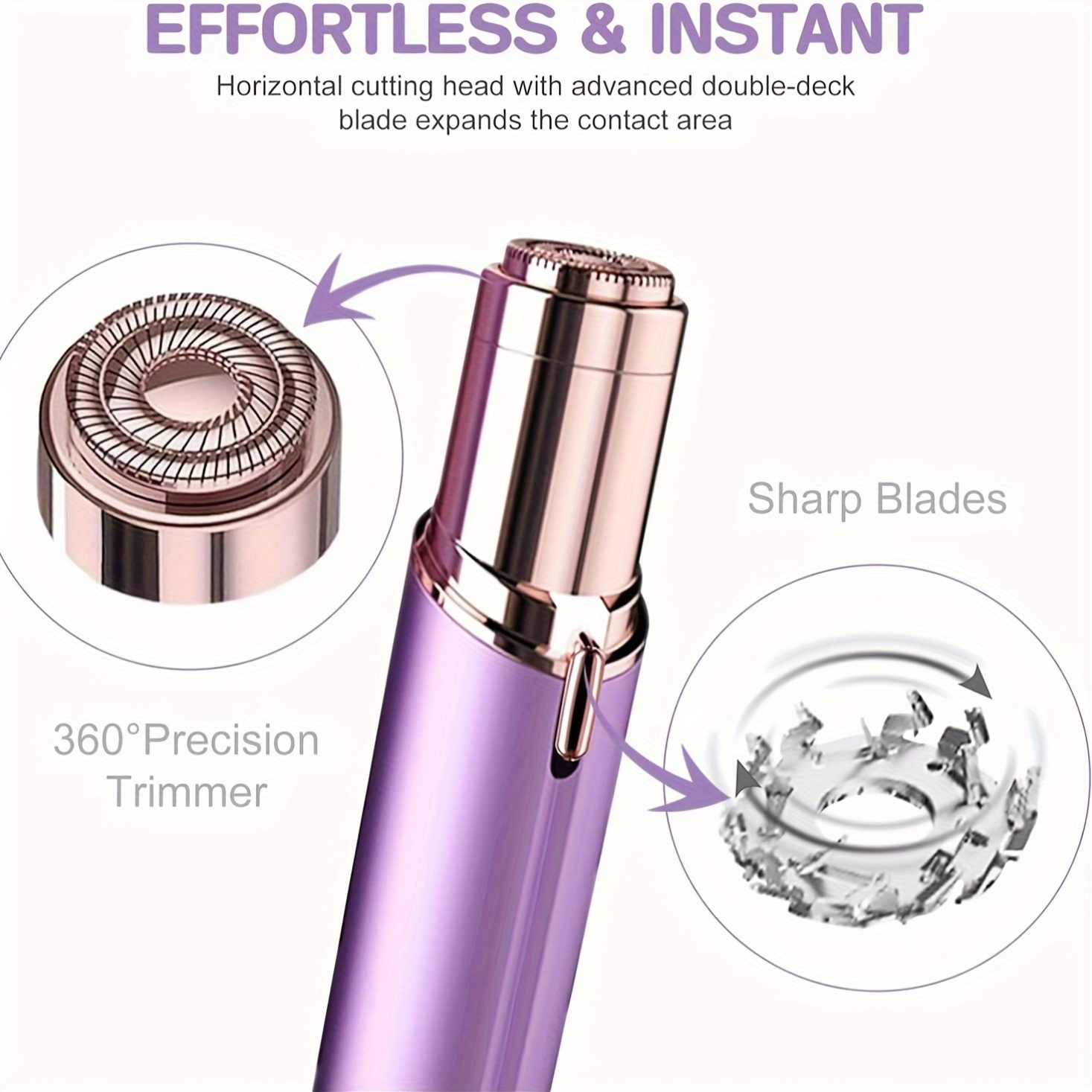 Rechargeable Electric Mini Lipstick Epilator For Women - Painless Hair Removal For Face, Bikini Line & Armpits, USB Charging, Stainless Steel Blades, Compact Design For On-the-Go Use, Beauty Tool | Best Gift