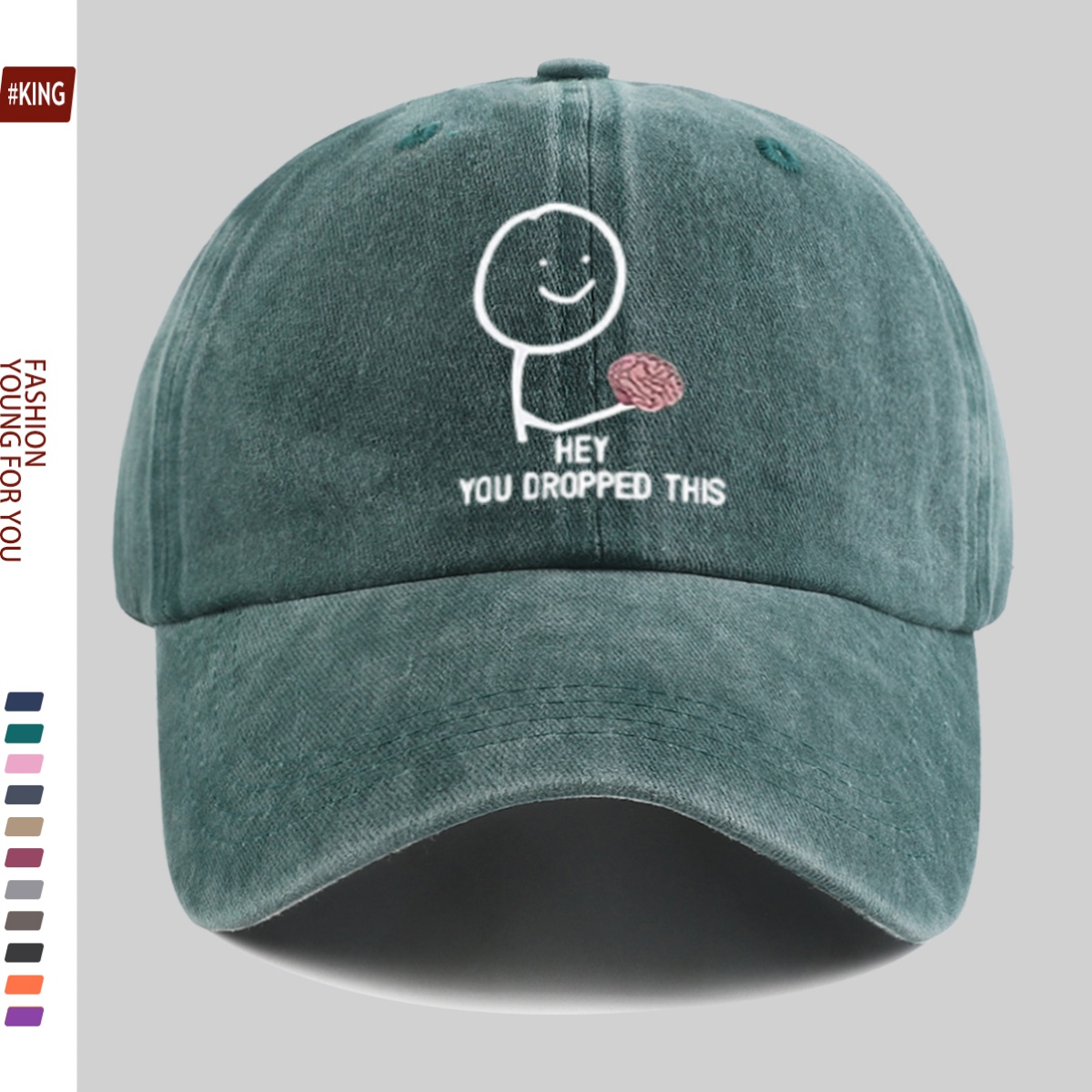 Smile Face Hand-Held Brain Pattern Printed Baseball Cap