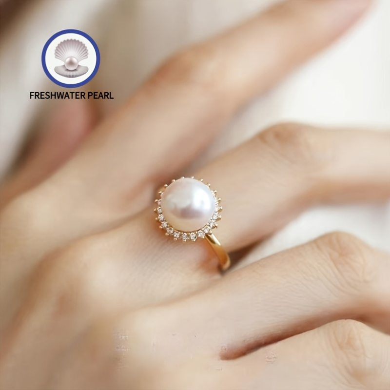 Freshwater Pearl Ring Adjustable Size Elegant Jewelry