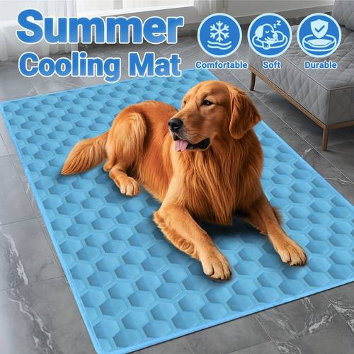 summer pet cooling mat sweat absorbent fabric breathable mesh bed durable polyester fiber keep your cats and dogs cool and comfortable suitable for small medium and large pets in 5 sizes