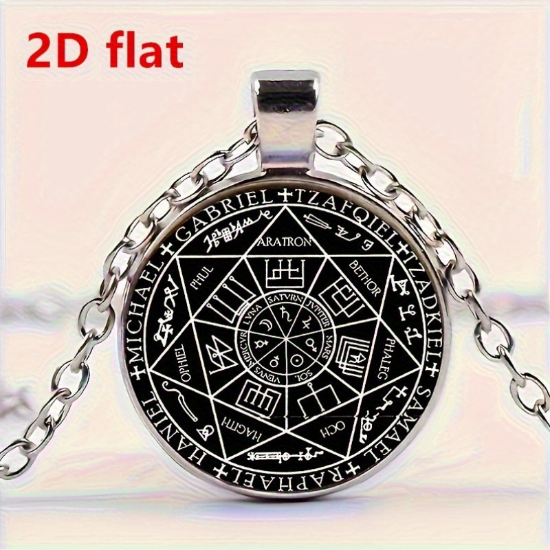 Seven Archangels Round Glass Pendant Necklace
