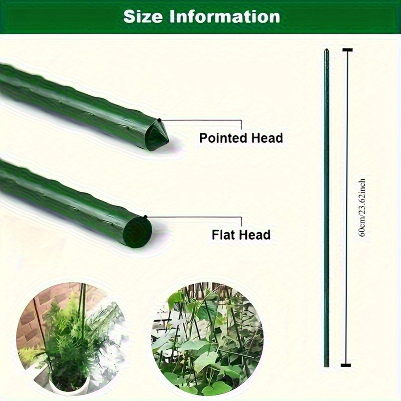 TEMU 10pcs Durable Plant Support For Tomatoes, Grapes, & , Green Plastic/metal Stakes, Ideal For Greenhouse & Outdoor Gardening