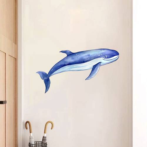photo de l'article 2pcs a water - illustration de bleue colorée avec une , décorations dautocollants muraux - autocollants en pvc amovibles, adaptés aux salons, décorations de maison, de bains et de cuisine