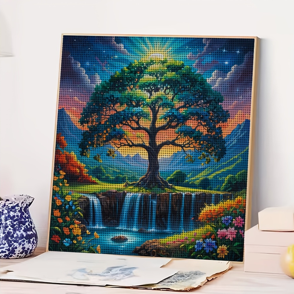 Dreamy Enormous Tree Landscape Stitch Painting Kit, 11CT