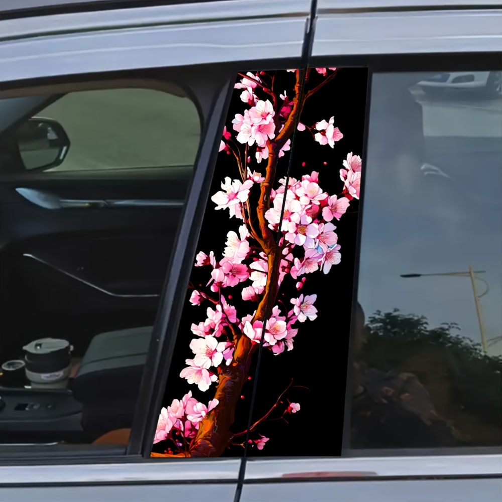 

2pcs Cherry Anime Car Decals - Creative B-pillar Protection, -on For Glass