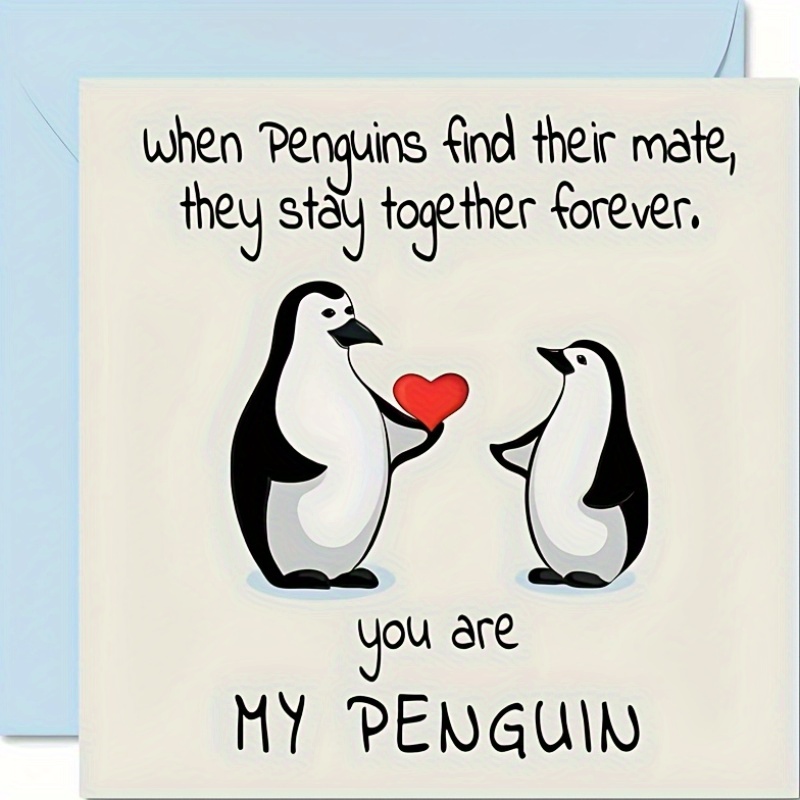 TEMU 2pcs (1pc Envelope + 1pc Card) 's Day Card - "you Are My Penguin" - Cute Greeting Card For Wife/husband, Boyfriend/girlfriend, Partner Or Fiance