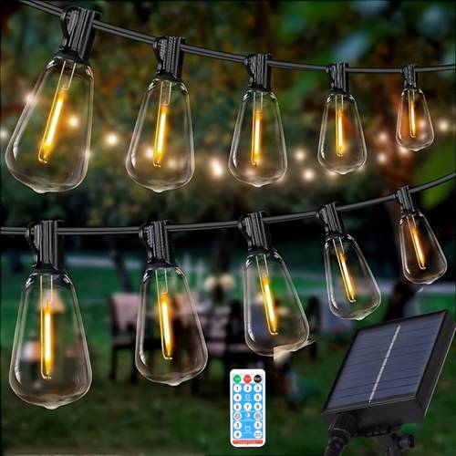st38 solar light string 30 meters long with 30 leds waterproof with an ip67 features a built in battery lasting 1200 hours offers lighting is resistant to drops and is ideal for outdoor bars backdrop walls