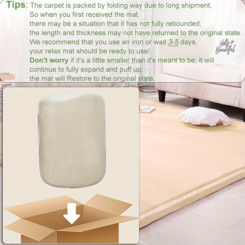 1pc Japanese Tatami Rug, Coral Velvet Area Rug, Baby Mat for Floor Play, 3CM Thick Crawling Rugs, Padded Foam Rug for Kids Playroom, Playpen, Nursery, Living Room, Yoga Mat for Christmas And Halloween