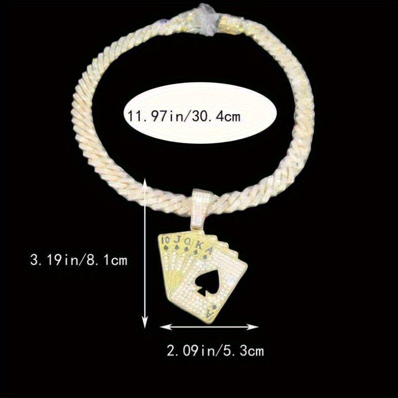Unique Hip-Hop Playing Card Pendant Cuban Chain Necklace