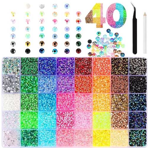 32000pcs 40 colors jelly water color resin flatback rhinestones for with applicator and tweezers for crafts shoes nails and jewelry