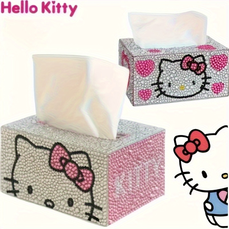 [Sanrio Kitty Cat] Sanrio Cartoon Kitty Cat DIY Diamond Painting Tissue Box Kit | Irregular Shaped Diamonds, Home Decoration and Car Storage Accessories, Cartoon Theme