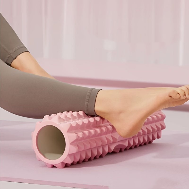 1pc eva foam massage roller for yoga pilates medium firmness manual back exercise tool mobility gym training accessory black blue purple details 3