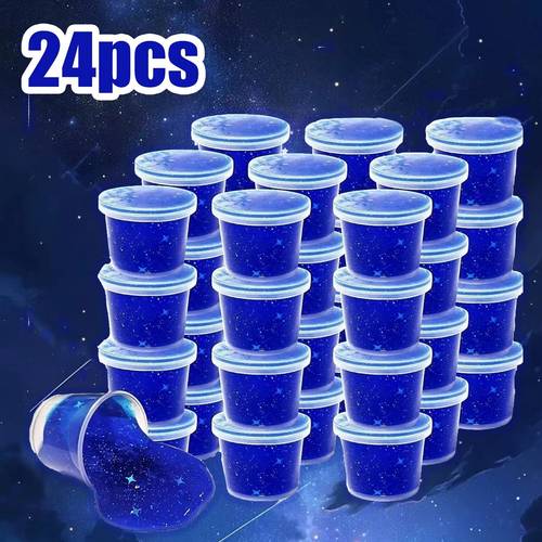 24 pack slime containers blue non toxic diy slime kits for kids bulk party favors stress relief putty toys classroom rewards fillers for birthdays holidays