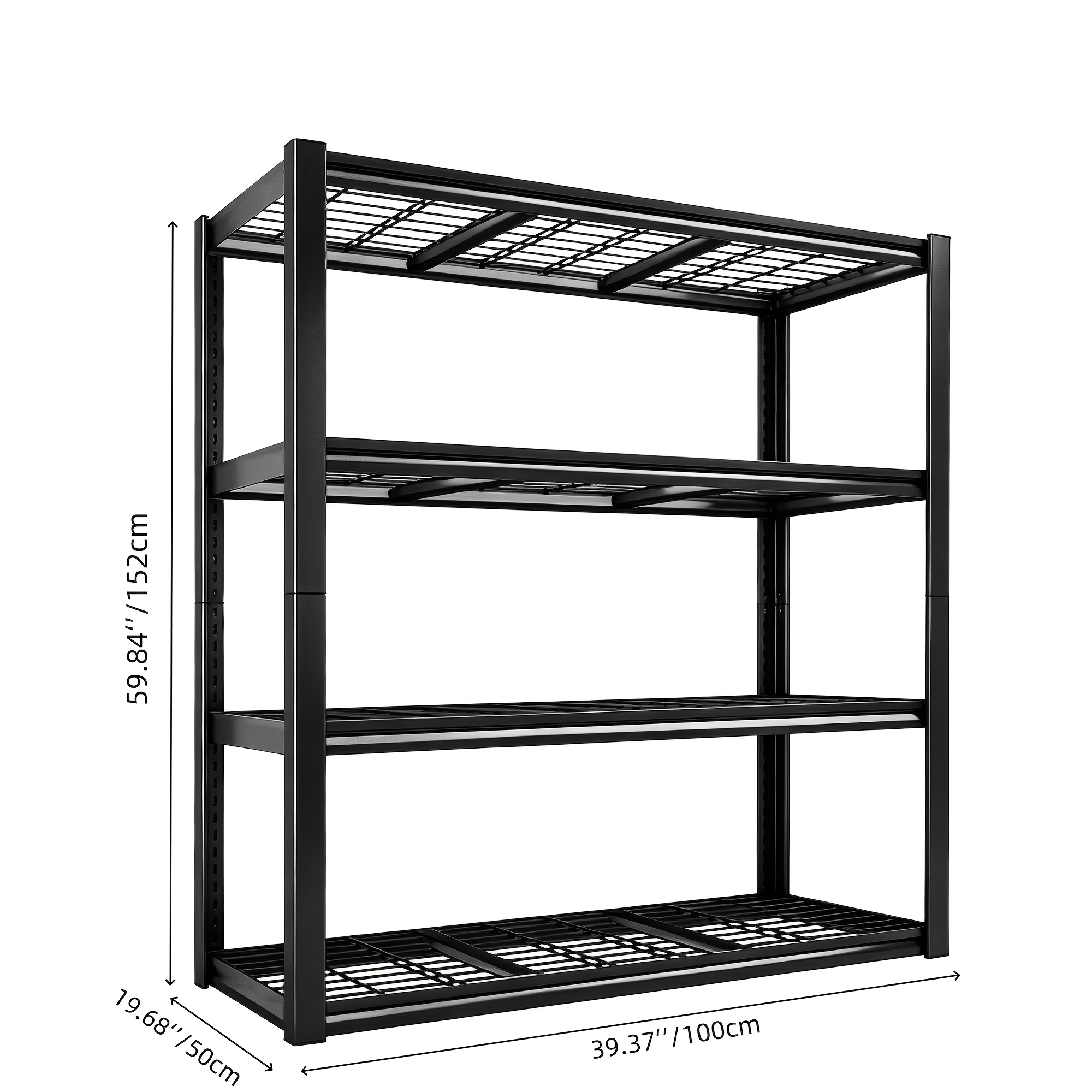 TEMU Sturdy 4-shelf Garage Storage Unit, Supports Up To 2240 - Dimensions: 40" Wide X 19.5" Deep X 59.5" High, Versatile Metal Rack For Garage,