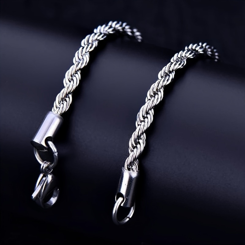 LMNZB Stainless Steel Twisted Rope Chain Bracelet, Unisex