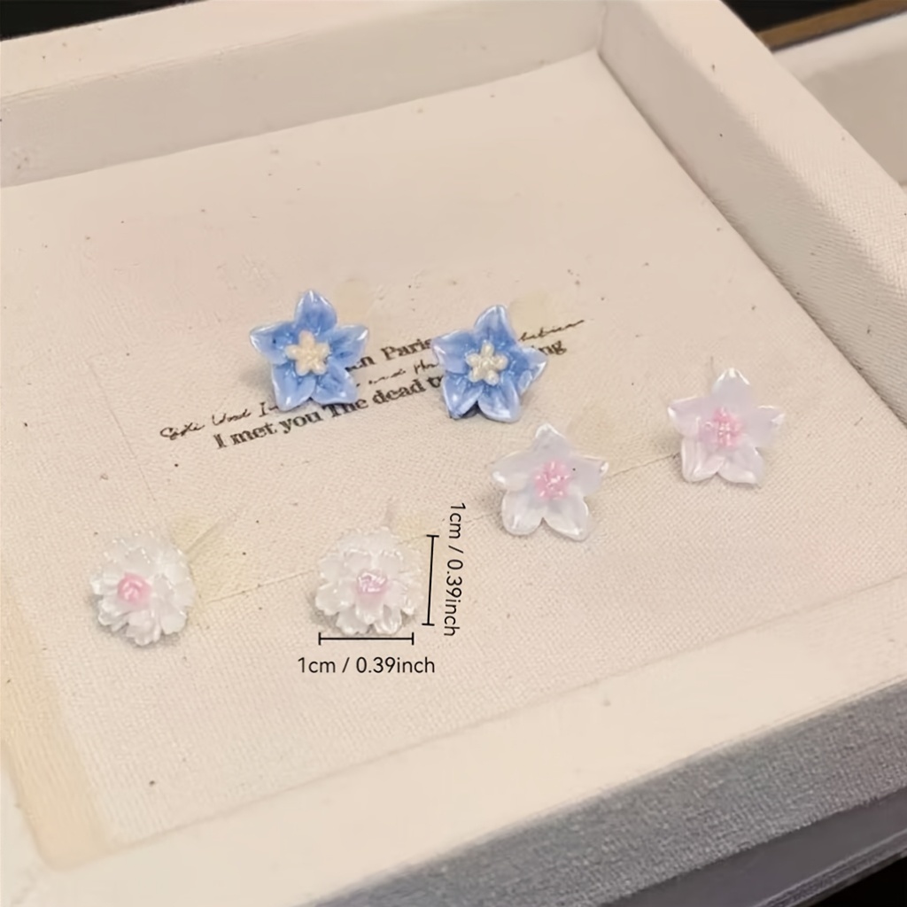 12pcs Resin Stud Earrings Set with Exquisite Ear Jewelry Box