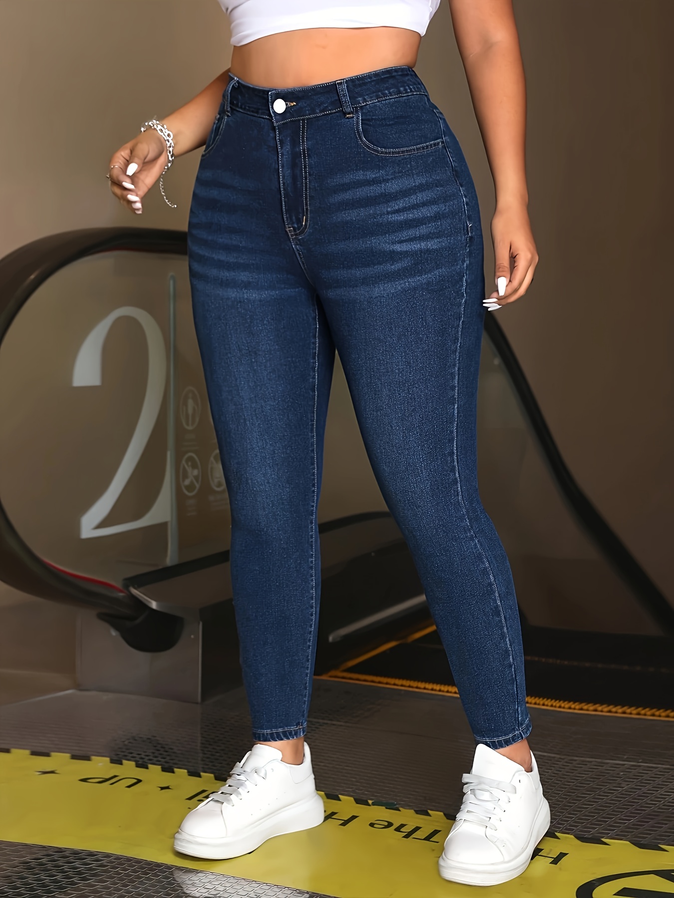 womens high waisted stretch denim jeans   fit button closure zipper fly elegant       high waisted jeans  able fashion durable fabric