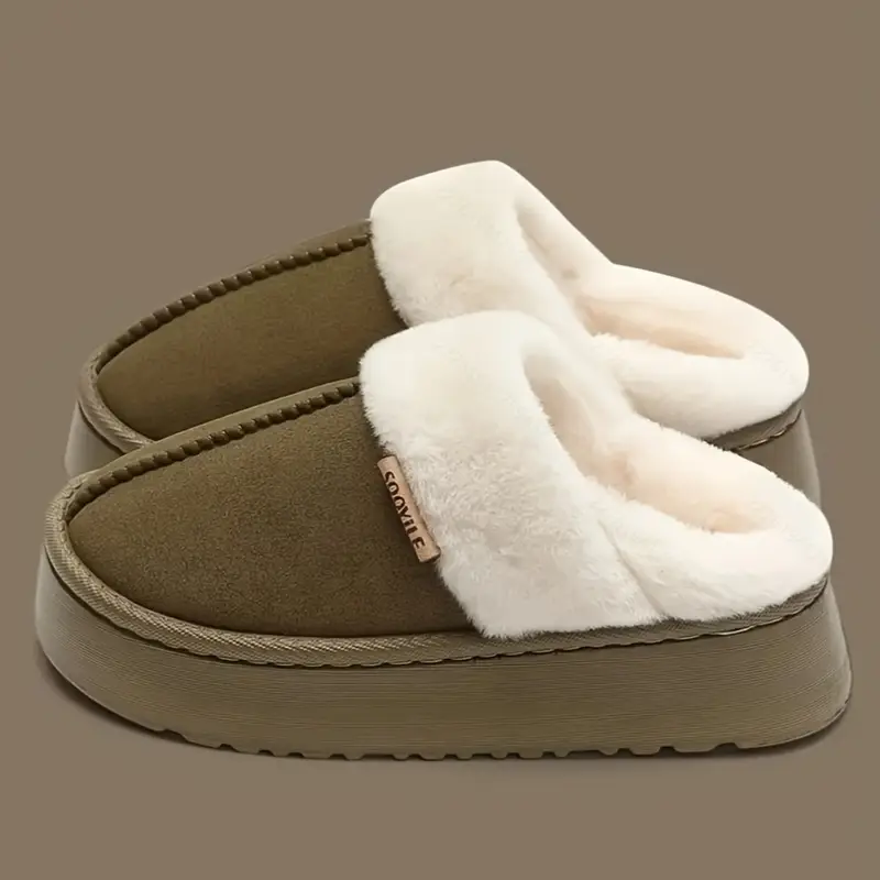 womens winter slippers elegant solid color warm fleece comfortable indoor house shoes eva sole fabric upper microfiber no print details 2