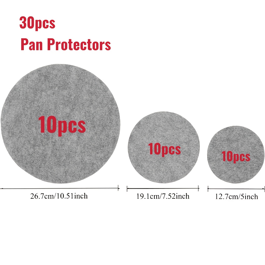 TEMU 30pcs Felt Tray Protector Mat Set, Bowl Anti-friction Pad, Soft Board Storage Packaging, Food Tray Separator, Partition Protector, Steamer Set