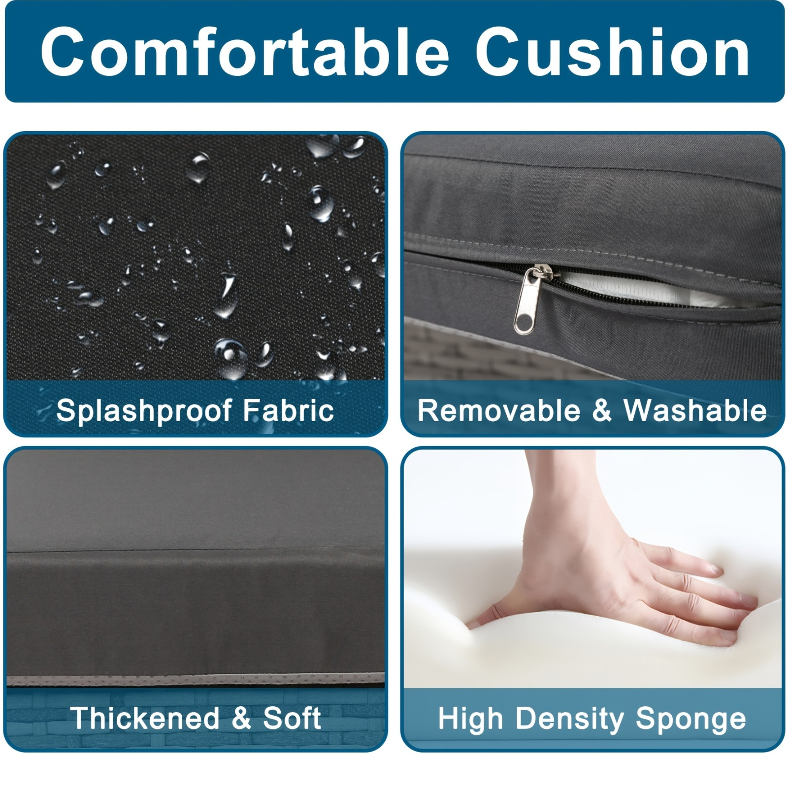 [Patio Furniture Set] 3pcs PE Rattan Patio Furniture Set | All-weather Wicker Modular Couch With Cushions, Outdoor Conversation Set For Porch Backyard Garden