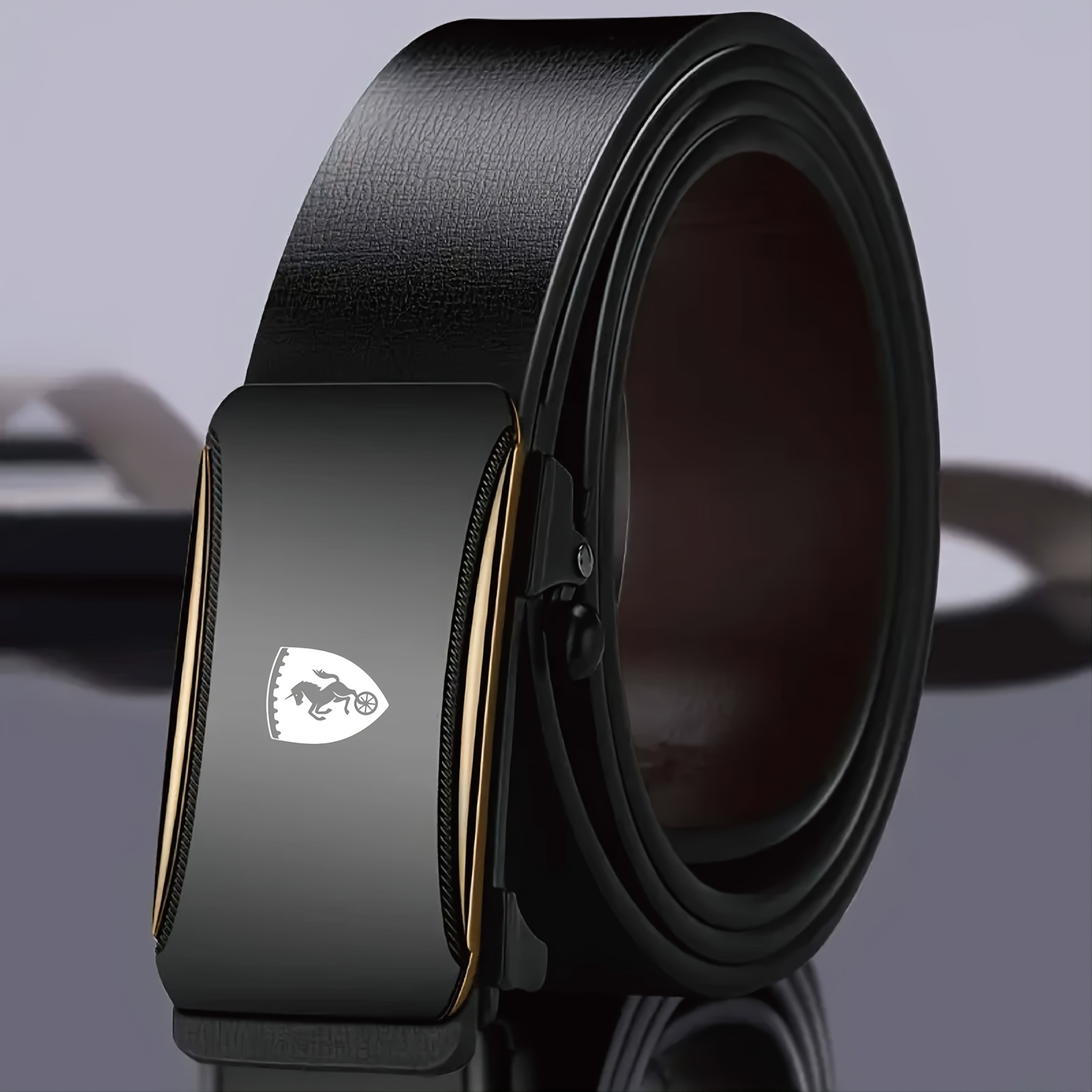 Men'S Waist Belt with One Wheel Horse Pattern Business Belt Suitable for Suits, Suits, Formal Wear, Jeans, Casual Wear, Adjustable Length, Durable Alloy Buckle, Three-Dimensional Embossed High-End Belt, Father'S Day Gift, Husband'S Birthday Gift