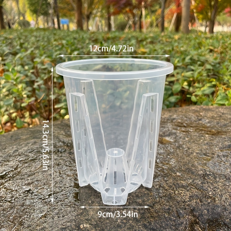 TEMU 5 macetas para orquídeas con orificios, transparente para orquídeas, macetas de plástico transpirables, muy adecuadas para uso en exteriores e
