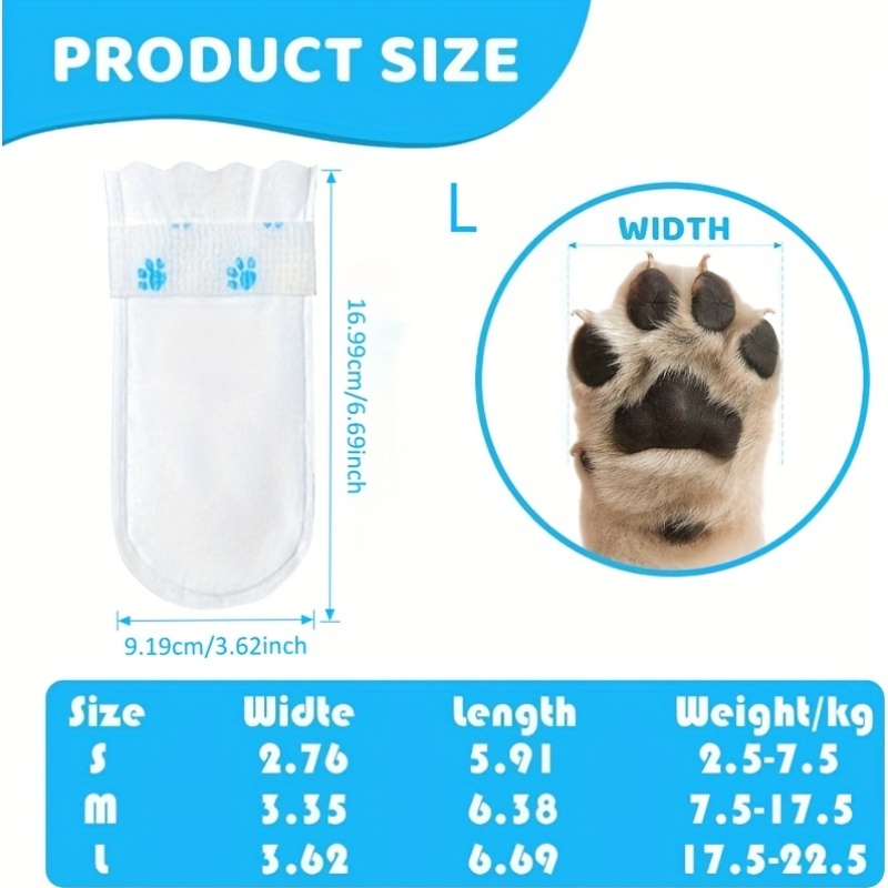 Disposable Dog Boot Covers, 20-Pack Self-Adhesive Adjustable Straps