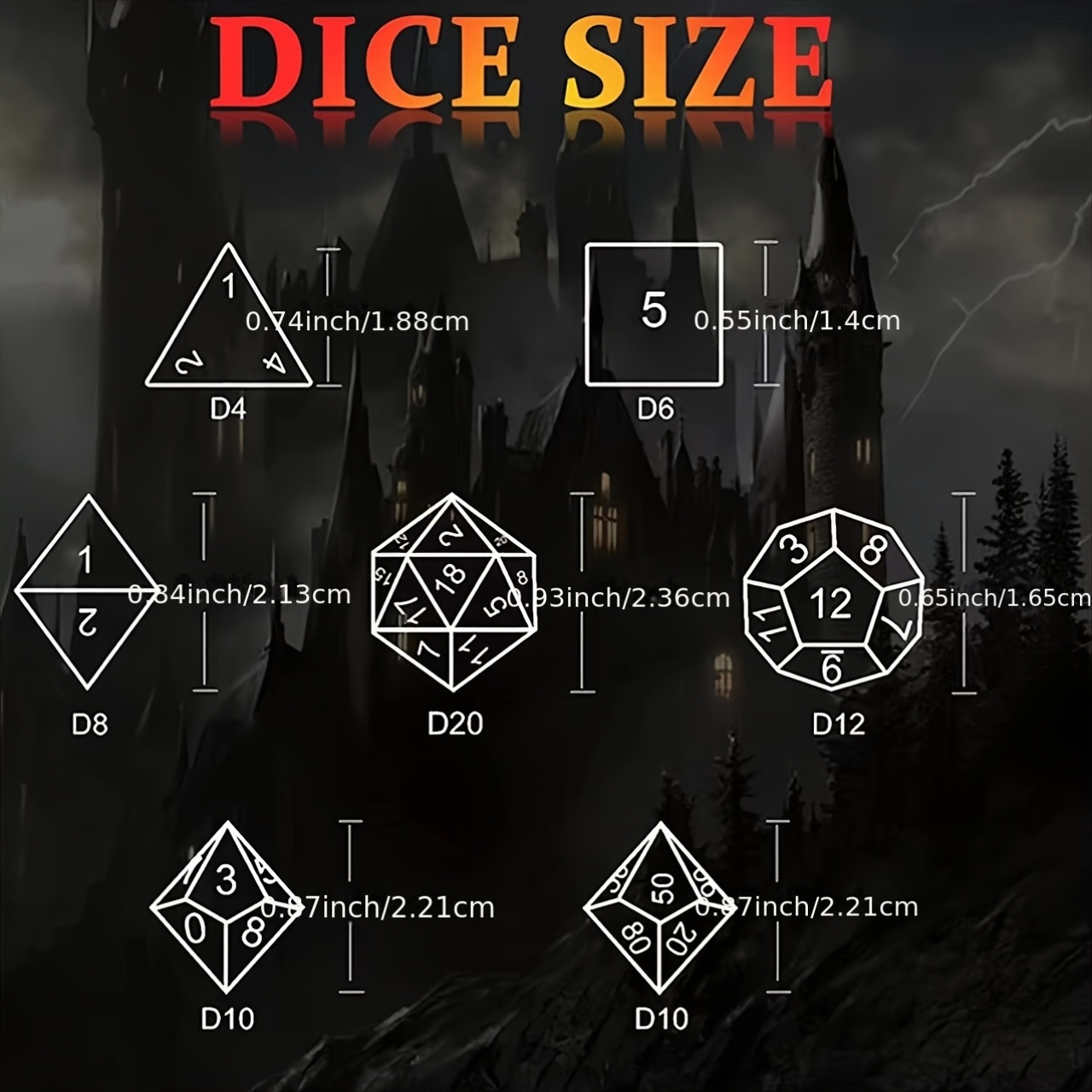 D&D Metal Dice Kit, 7 Rose Metal Hollow Dice Kit
