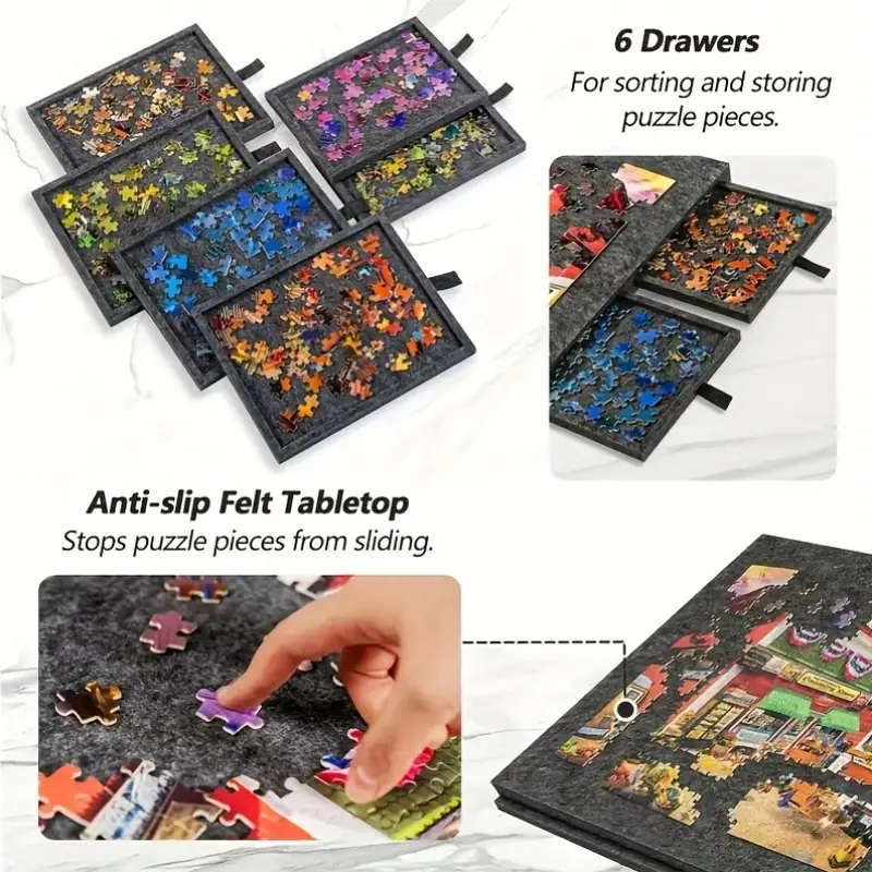 Table à puzzles avec 6 tiroirs et plateau inclinable pour 1000 pièces Table à puzzles avec 6 tiroirs et plateau inclinable pour 1000 pièces