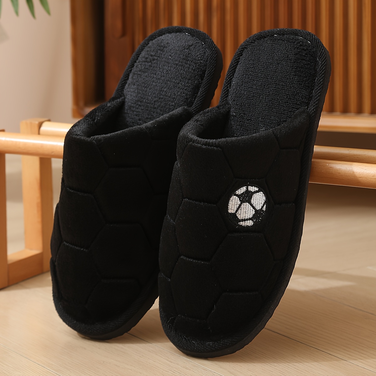 TEMU Men's Slippers, Autumn Winter Men's Thick Sole Non-slip Home Warm Indoor Outdoor Slippers Unisex Couple Slippers