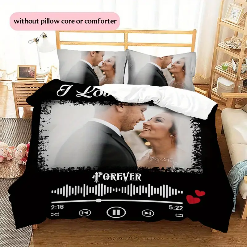3d picture customization customize your personalized quilt cover couple valentines day wedding anniversary hd picture custom quilt cover bedroom christmas decoration decoration bedding christmas gift 1 duvet cover 2 pillowcase without core 1 Product details 5